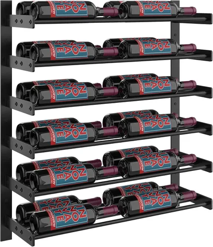 Vista 21 de VintageView Evolution Wine Wall 30 3C - Estante moderno para vino (54 botellas, negro mate/bronce dorado)