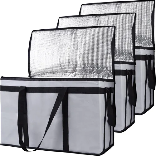 Vista 62 de Bodaon Bolsa de entrega de pizza aislada, 20" x 20" x 8" bolsas calentadoras de pizza para mantener caliente, bolsa aislada para entrega de Negro
