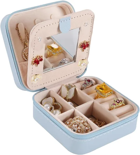 Vista 26 de KElofoN Estuche de viaje para joyas Caja de viaje para joyas Organizador de joyas de viaje Pequeño estuche organizador de joyas para niñas y mujeres