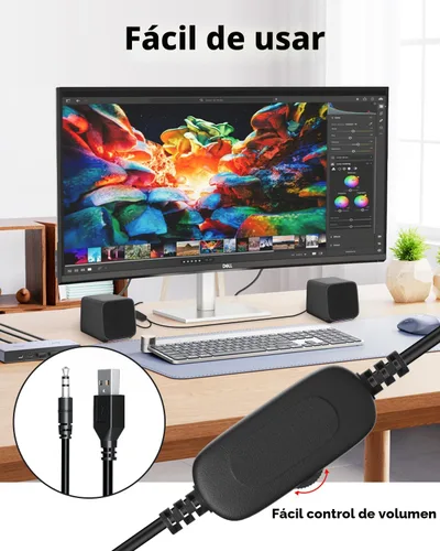 Vista 2 de Uakinat Altavoces de Computadora, Altavoces de Computadora para PC de Escritorio, Altavoces de Escritorio, Pequeños Altavoces de Computadora USB