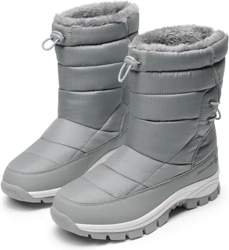 Vista 4 de DREAM PAIRS Botas de nieve de invierno para mujer, impermeables, ligeras, cálidas, a media pantorrilla