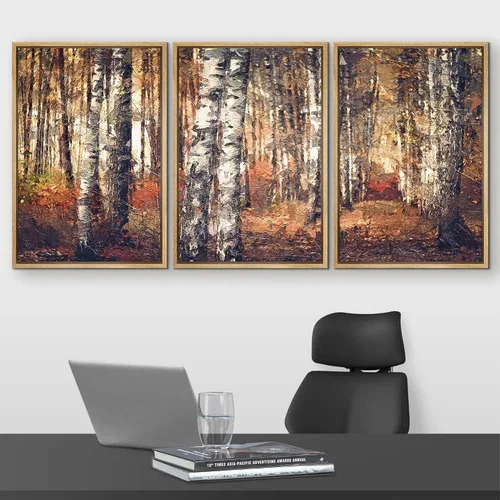 Vista 385 de wall26 Lienzo enmarcado para pared, juego de arte de acuarela pastel, paisaje rural, ilustraciones con formas abstractas, arte moderno, decorativo