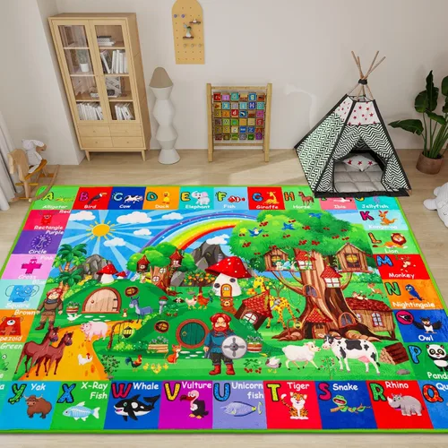 Vista 9 de ABC Alfombra para Niños para Sala de Juegos 59"×39.4" Tapete de Juego para Bebé Alfombra del Alfabeto Alfombra de Animales Números Formas Alfombra