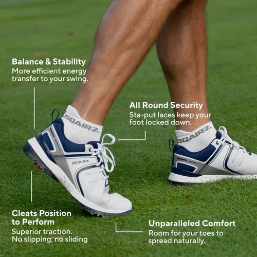 Vista 3 de SQAIRZ Zapatos de golf deportivos para hombre, nuevos zapatos de golf, diseñados para el equilibrio y el rendimiento, picos reemplazables