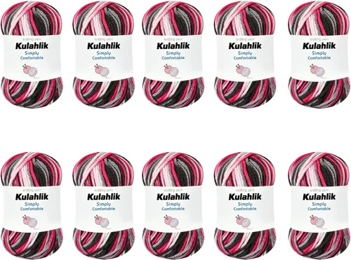 Vista 102 de 50g (1x50g) Hilo Acrílico para Crochet y Tejido, Hilo Degradado Colorido, 1 Rollo de Madejas, Hilo Acrílico Multicolor, Perfecto para Proyectos
