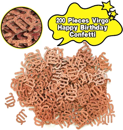 Vista 6 de Confeti de cumpleaños de Virgo, dispersión de papel de energía Big Virgo, 12 constelaciones de agosto de septiembre, confeti de mesa de cumpleaños