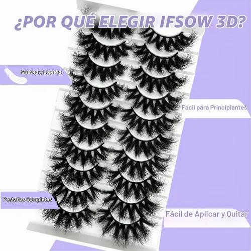 Vista 4 de IFSOWDRA Pestañas de visón Wispy D Curl ojo de gato gruesas pestañas