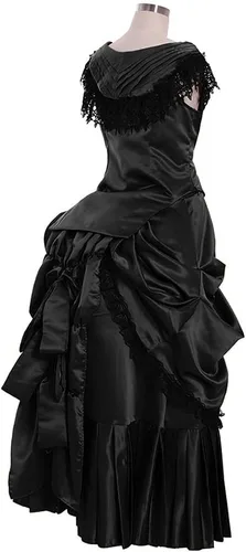 Vista 3 de Disfraz victoriano para mujer, estilo vintage, victoriano, eduardiano, vestido con falda
