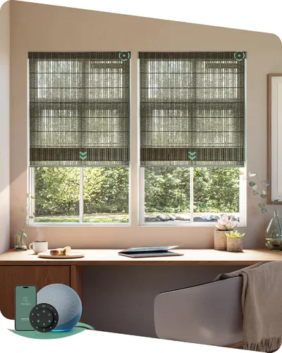 Vista 19 de Yoolax Persianas Romanas con Filtrado de Luz para Ventanas, Persianas Romanas Opacas Sin Cables, Muestra de Tela (Multicolor)