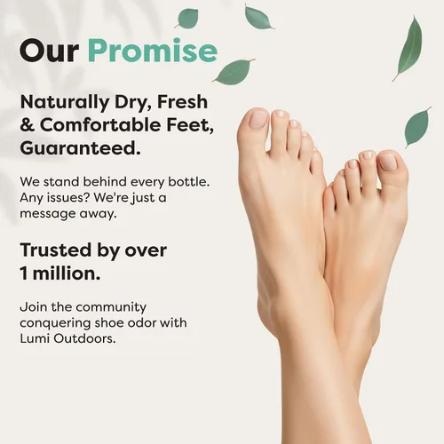 Vista 2 de Lumi Outdoors Desodorante en polvo natural para pies y eliminador de olores de zapatos, desodorante para pies sin talco
