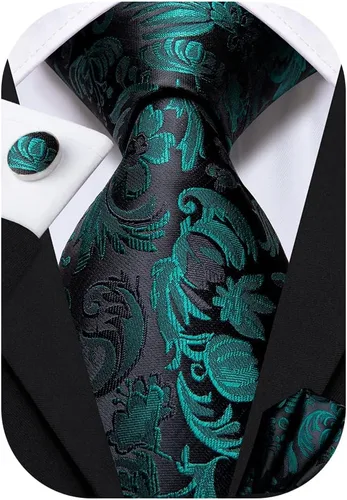 Vista 157 de Dubulle Corbata tejida de cachemira para hombre y gemelos de pañuelo para hombre, conjunto de gemelos para boda formal y negocios