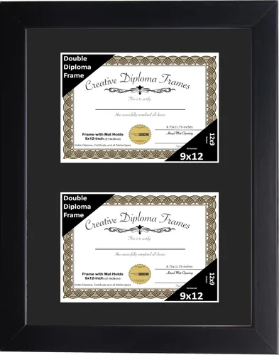 Vista 60 de Creative Picture Frames Marco de diploma doble clásico negro de 6 x 8 pulgadas con vidrio negro y colgador de pared instalado