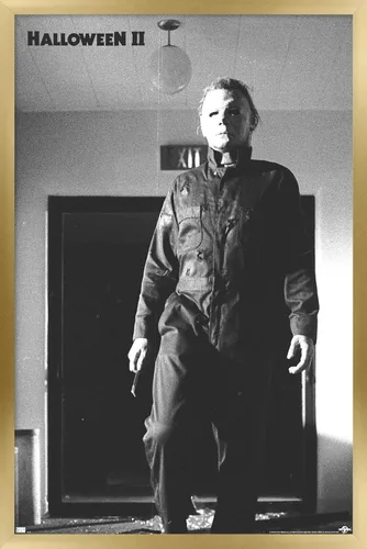 Vista 13 de Trends International Halloween II - Póster de pared de Michael Hallway, 14.72 x 22.37 pulgadas, versión enmarcada de madera de granero