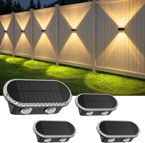 Vista 11 de Luces solares para valla al aire libre: paquete de 2 luces de pared