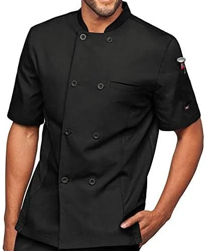 Vista 5 de Abrigo de chef para hombre con paneles laterales de malla (S-3X, 6 colores)