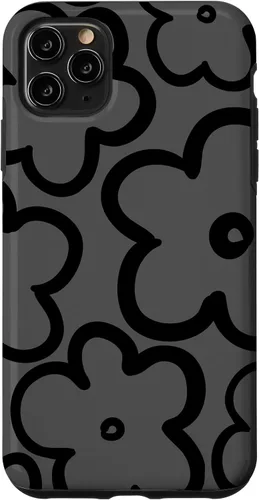 Vista 13 de Cute Flower Pattern Wildflower Charcoal Grey Black Floral Case for iPhone 17