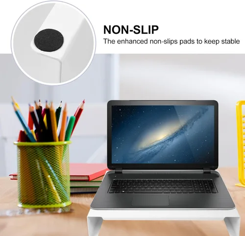 Vista 8 de NOLITOY Ergonomic Laptop Stand Riser with Storage for Desk Monitor Riser to Posture and Reduce Neck Compact White Printer Desk Bracket for Home