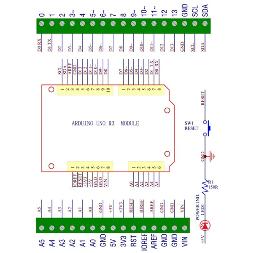 Vista 4 de Electronics-Salon módulo adaptador de terminal de tornillos en bloque, para montaje en riel DIN, para Arduino UNO-2560 R3.