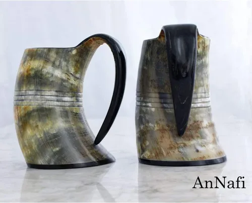 Vista 7 de AnNafi® Cuerno vikingo genuino, tazas de cuerno naturales hechas a mano para bebidas de cerveza, vino, aguamiel, colección Game Of Thrones, jarra