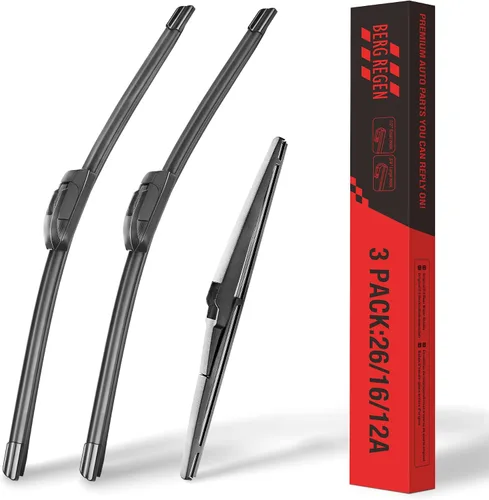 Vista 27 de BERG REGEN Escobillas limpiaparabrisas de 15"+15" con escobilla trasera de 13" - Juego de repuesto automotriz para Jeep Wrangler JK 2008 2009 2010