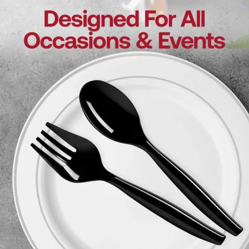Vista 5 de Kaya Cucharas de plástico elegantes (paquete de 5) – Diseño duradero y elegante, perfecto para catering, fiestas y artículos esenciales de cocina