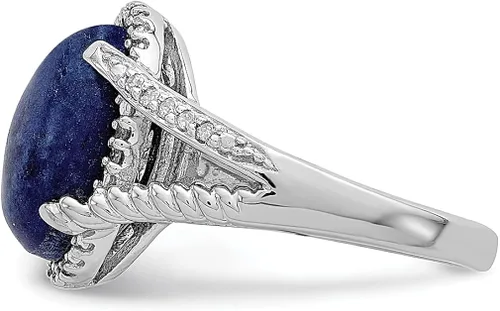 Vista 4 de 925 Sterling Silver Lapis Diamond Band Ring Gemstone Fine Jewelry For Women Gifts For Her