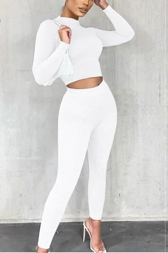 Vista 5 de Mulisky Conjuntos casuales de 2 piezas para mujer, sexy y entallado conjunto de jogging con ombliguera de manga larga y pantalones deportivos largos