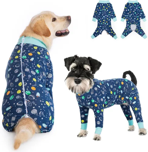 Vista 16 de Traje de recuperación para perros grandes y medianos después de la cirugía, mameluco antilameduras suave y transpirable para perros, alternativa al