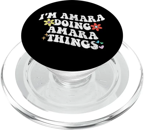 Vista 8 de Retro Groovy Im AMARA Doing AMARA Things Funny Día de la Madre PopSockets Adhesivo PopGrip