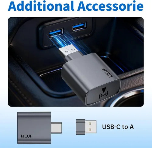 Vista 9 de Adaptador inalámbrico CarPlay para iPhone, convierte Apple CarPlay con cable de fábrica a inalámbrico, mini USB/USB-C CarPlay Dongle, reconexión