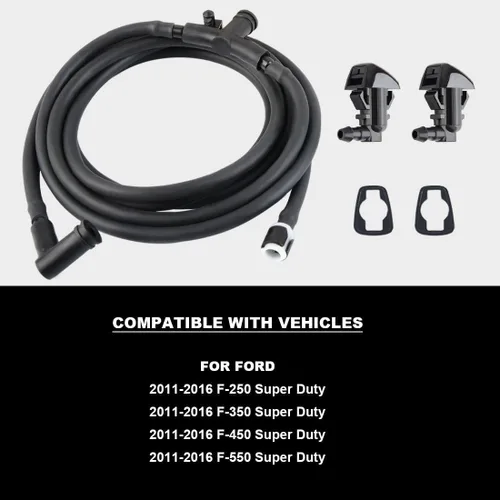Vista 5 de Kit de boquillas de limpiaparabrisas compatible con manguera de chorro y líquido para lavadora F550 F450 F350 F250 con conector que reemplaza al OEM