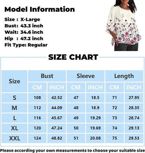 Vista 5 de Blusas para mujer, estilo casual, manga 34, algodón, lino, vintage, estampado floral, cuello redondo, ajuste holgado