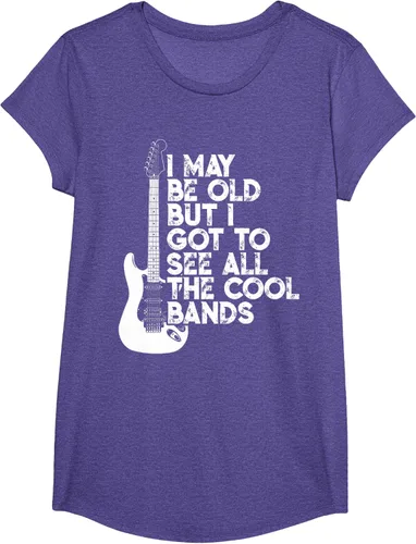 Vista 60 de Camiseta con texto en inglés "I May Be Old But I Got to See All The Cool Bands" Negro