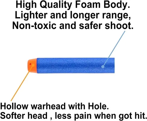 Vista 4 de Nerf N Strike Blaster Compatible Dart Bullets, Compatible with All Elite 2.0 Series Blasters Blue