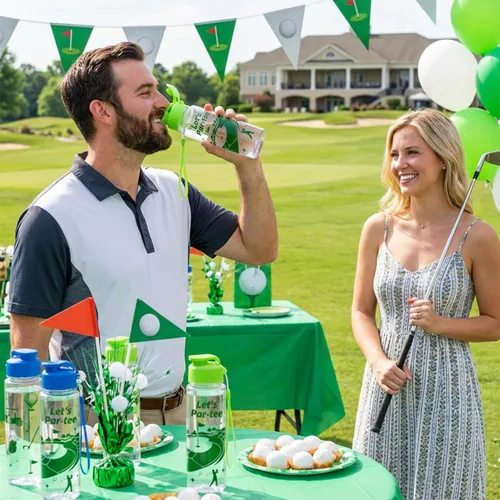 Vista 6 de 20 botellas de agua de plástico a granel para fiestas de golf Vasos deportivos de plástico reutilizables de 17 onzas con tapa abatible a prueba