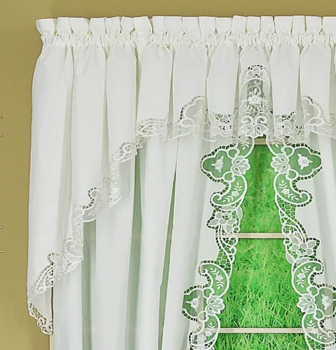 Vista 18 de Today's Curtain Annabelle Cenefa de macramé de 14 pulgadas, color crudo, 60 pulgadas de ancho x 14 pulgadas de largo
