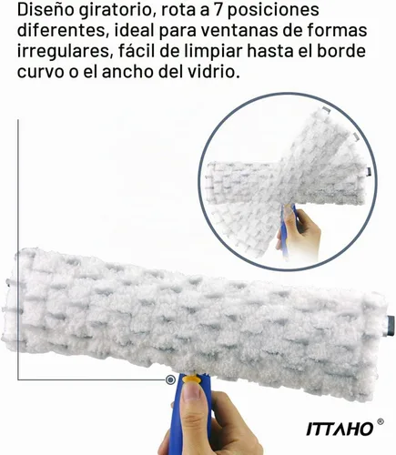 Vista 3 de Limpiador de escobilla de ventana de 60 pulgadas, kit de herramientas de limpieza de ventanas 2 en 1, kit de lavado de ventanas con poste