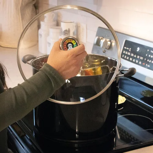 Vista 6 de Lehman's Jarra de baño de agua de 21.5 cuartos de galón con medidor de presión, olla de acero inoxidable duradera para conservas y conservas