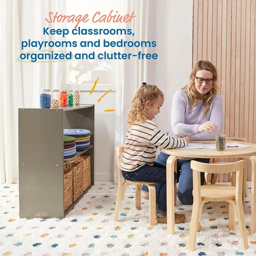 Vista 4 de ECR4Kids Streamline 2-Shelf Double-Sided Storage Cabinet, 30in, Classroom Furniture, Grey Wash