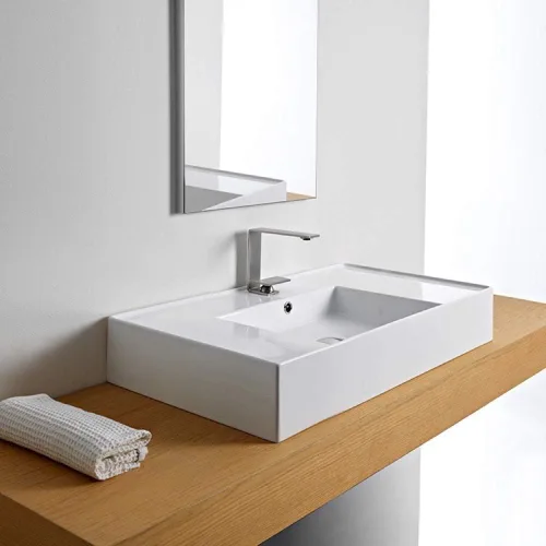 Vista 5 de Scarabeo 5123-Fregadero de baño sin agujero, tamaño único, blanco