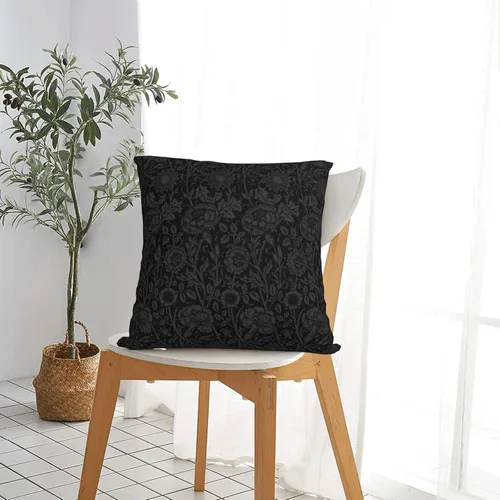 Vista 3 de William Carnations - Fundas de almohada morris con diseño floral negro y gris, 18 x 18 pulgadas, almohada estética para dormitorio, funda de William