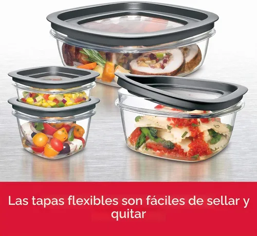 Vista 3 de Rubbermaid Premier Recipiente de almacenamiento de alimentos, juego de 10 piezas, gris, sin BPA, apto para microondas y lavavajillas