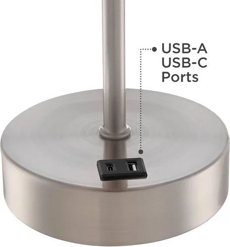 Vista 4 de 360 Lighting Justin - Juego de 2 lámparas de mesa modernas de 3 vías de 18 pulgadas de alto con puerto de carga USB y reguladores de mesa, metal