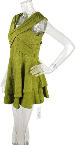 Vista 6 de LuFeng Overol corto sin mangas para mujer, con cuello en V, espalda descubierta, dobladillo con volantes, fruncido