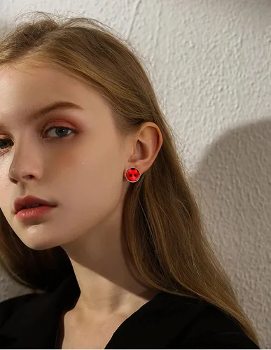 Vista 8 de Pendientes para niñas con puntos negros y plata roja para niña, Plata Metal Plata, Mater