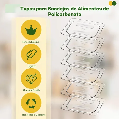 Vista 6 de 6 tapas de sartén de alimentos de tamaño 1/6 con asa, tapas transparentes
