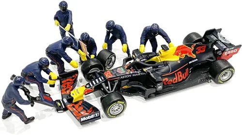 Vista 3 de American Diorama Formula One F1 Pit Crew 7 - Juego de figuras color azul para modelos a escala 1/18