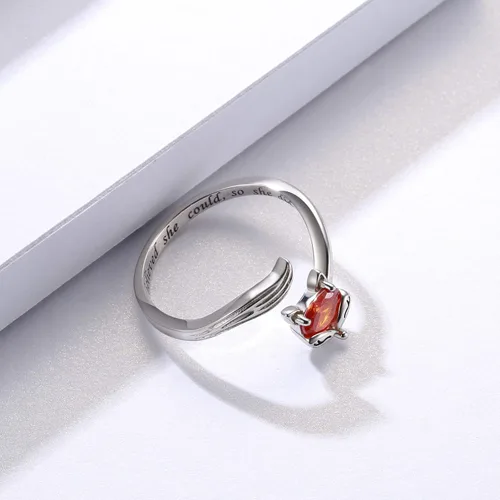 Vista 6 de Sterling Silver Fox Jewelry for Women - Inspirational Adjustable Animal Wrap Ring Stud Earrings Graduation Jewelry Gift for Teen Girls