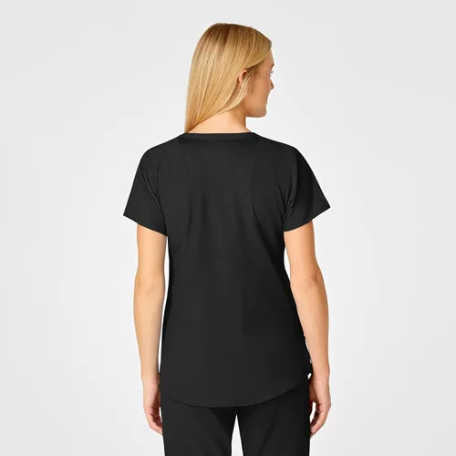 Vista 3 de Uniformes Médicos Wink para Mujer, W123, Blusas Estilizadas con Cuello en V y 5 Bolsillos Negro