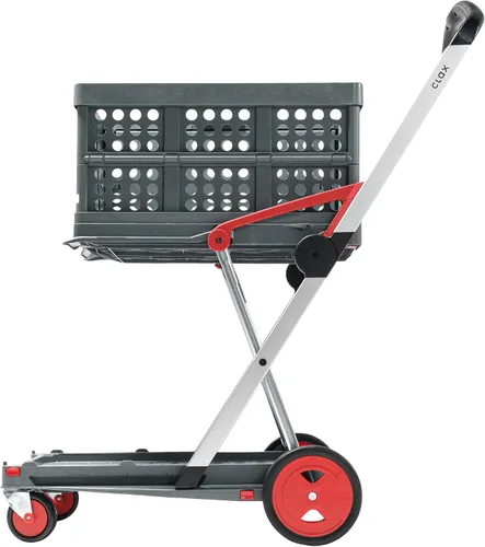 Vista 8 de CLAX, Carros plegables funcionales multifuncionales, carrito plegable móvil, carrito de compras con caja de almacenamiento (negro)